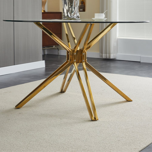 Mercer41 Machhala Round Glass Dining Table Wayfair